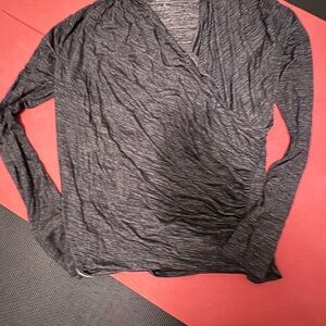 Athleta Heather Gray Wrap Blouse
